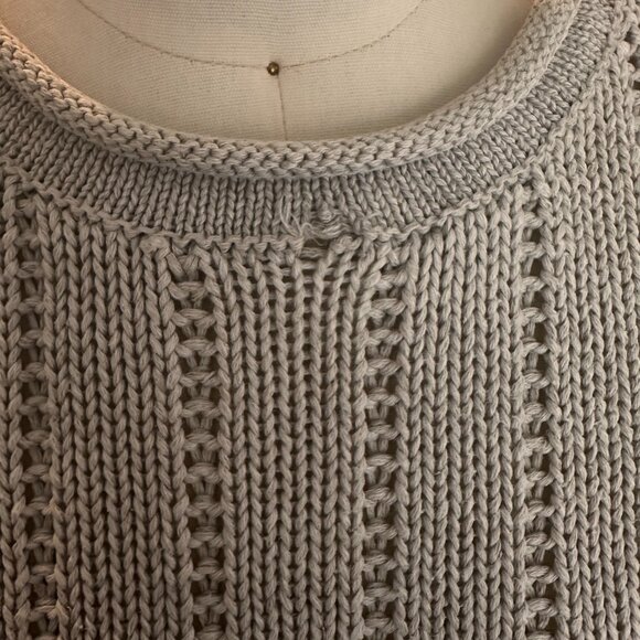 Vintage Lands End Linen/ Cotton Tan Cable Knit Crewneck Pullover Sweater - Picture 3 of 8